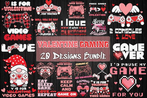 Gamer Valentine Bundle: Graphics for Crafts