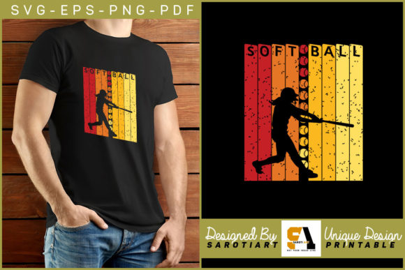Softball Retro Graphics for Crafts Branding