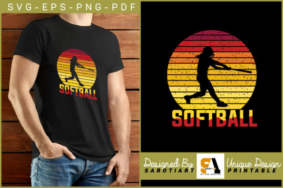 Softball Retro Graphics for Crafts Branding